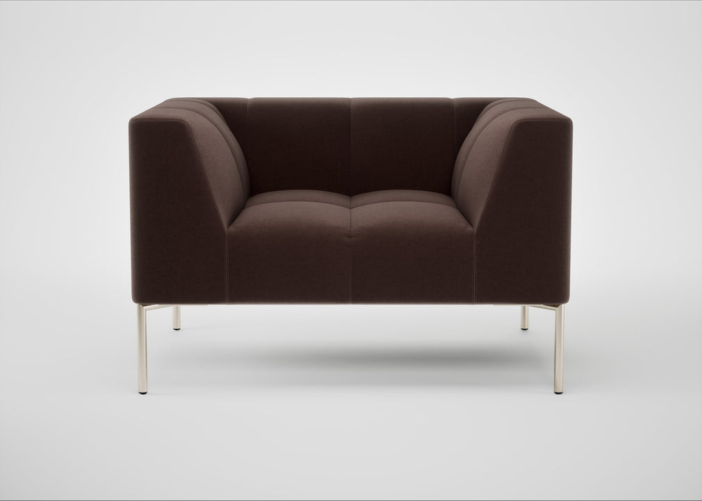 Quadro Armchair Nobilis Velvet Espresso / Stainless Steel
