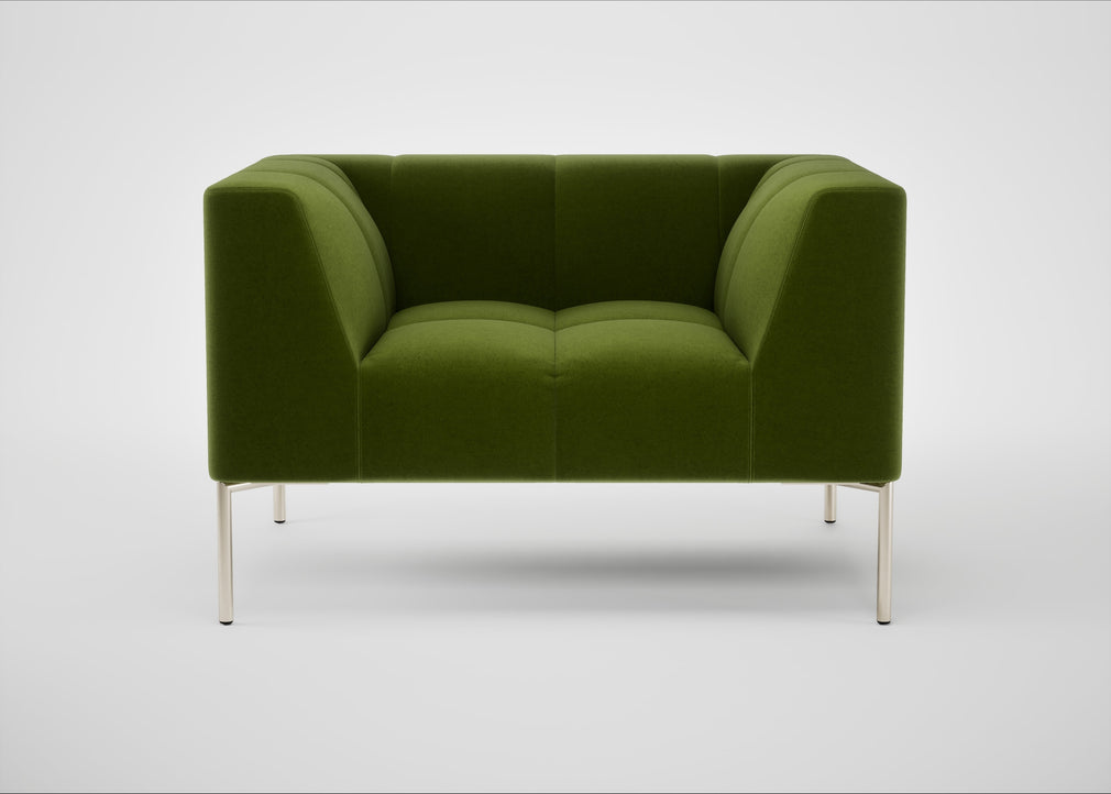 Quadro Armchair Nobilis Velvet Leaf / Stainless Steel