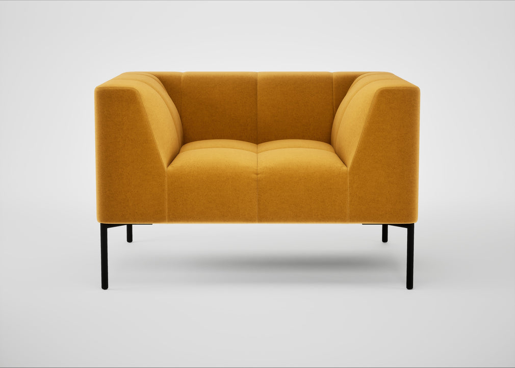 Quadro Armchair Nobilis Velvet Mustard / Black