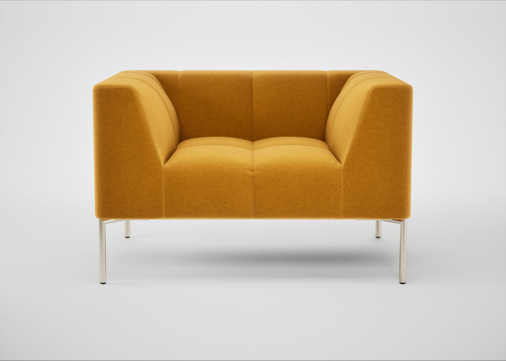 Quadro Armchair Nobilis Velvet Mustard / Stainless Steel
