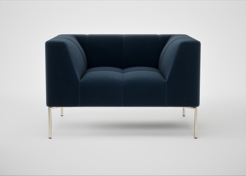 Quadro Armchair Nobilis Velvet Night / Stainless Steel