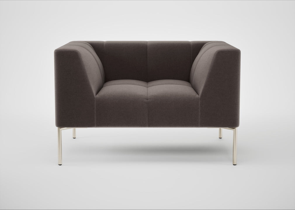 Quadro Armchair Nobilis Velvet Sable / Stainless Steel