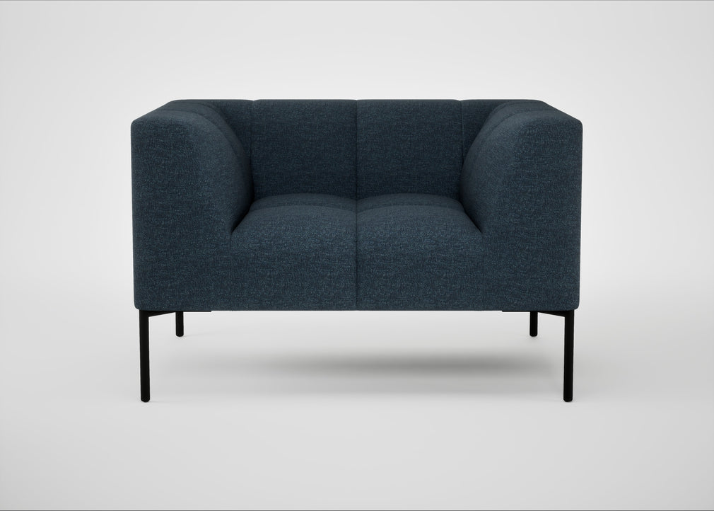 Quadro Armchair Siena Cotton Deep Sea / Black