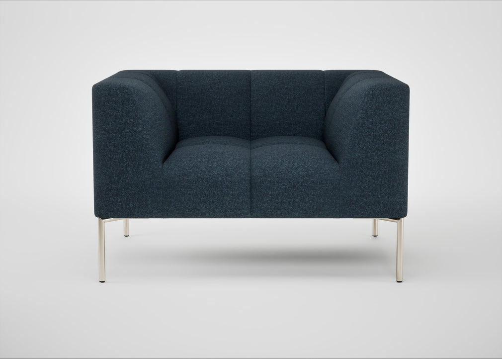 Quadro Armchair Siena Cotton Deep Sea / Stainless Steel