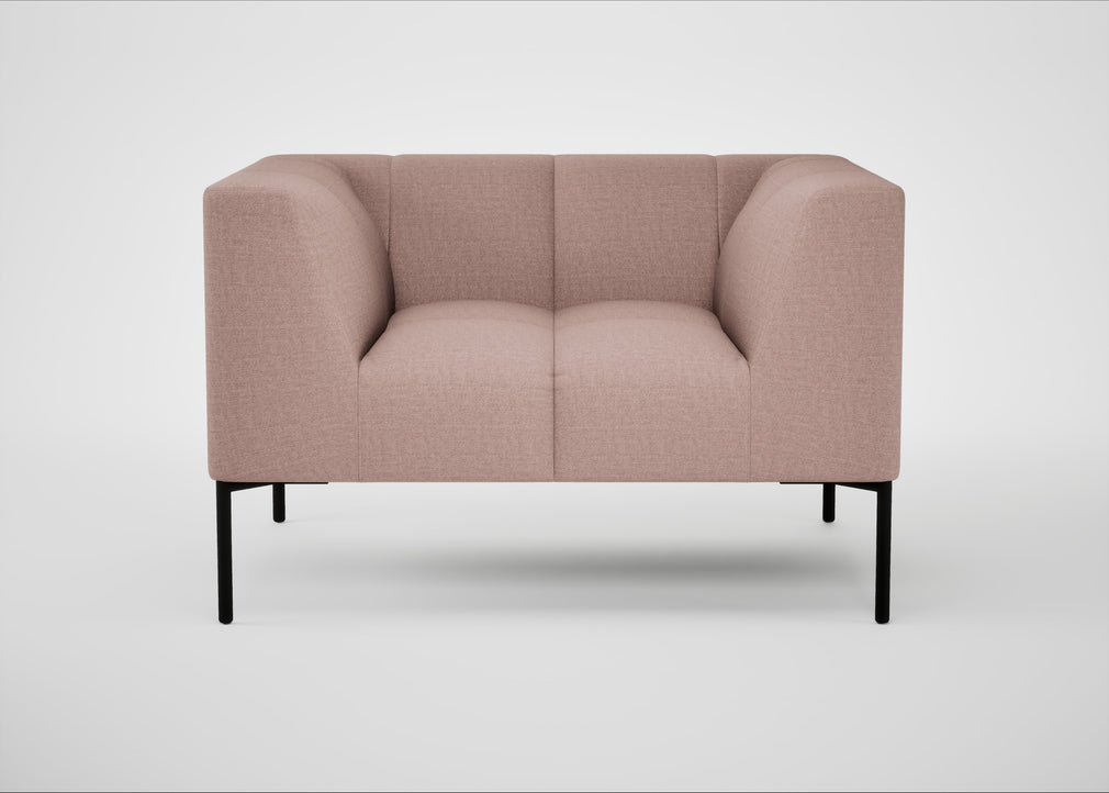 Quadro Armchair Siena Cotton Dusky Pink / Black