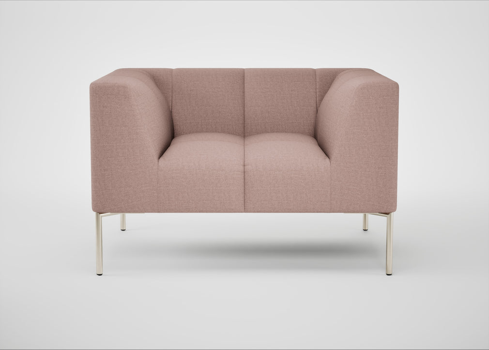 Quadro Armchair Siena Cotton Dusky Pink / Stainless Steel