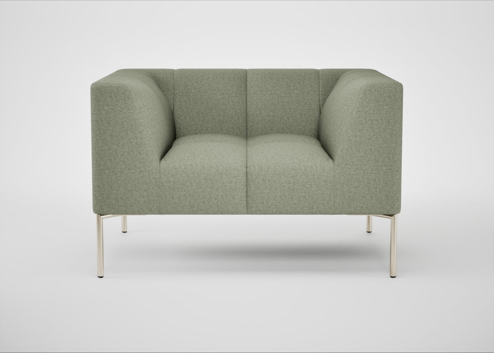 Quadro Armchair Siena Cotton Pistachio / Stainless Steel