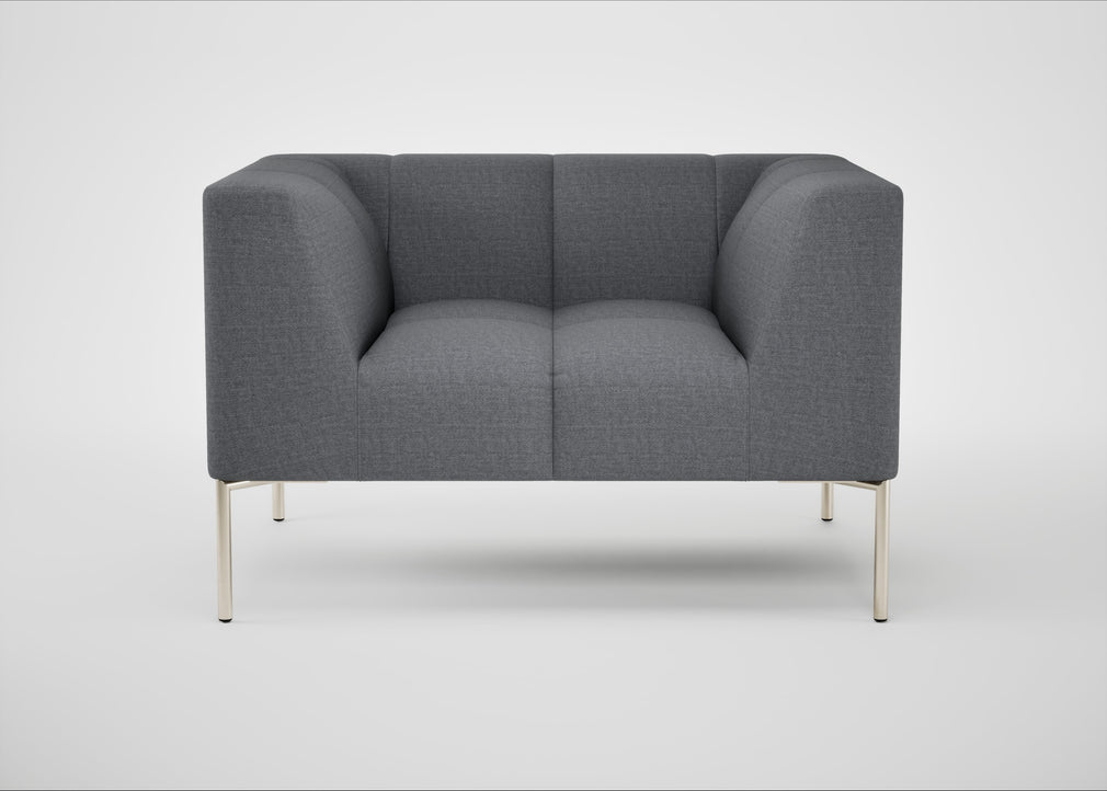 Quadro Armchair Siena Cotton Shale Grey / Stainless Steel