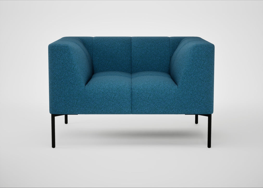 Quadro Armchair St Moritz Wool Blue / Black
