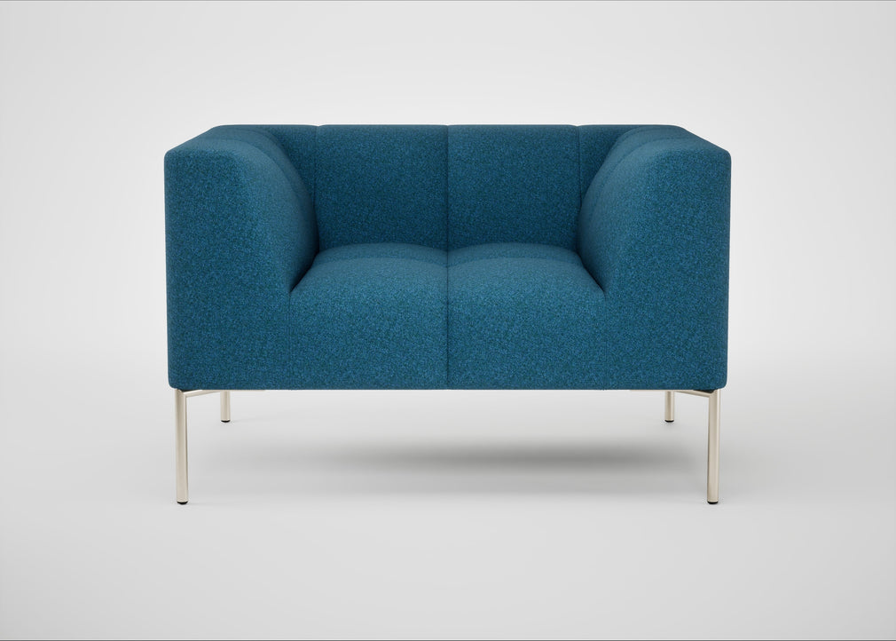 Quadro Armchair St Moritz Wool Blue / Stainless Steel