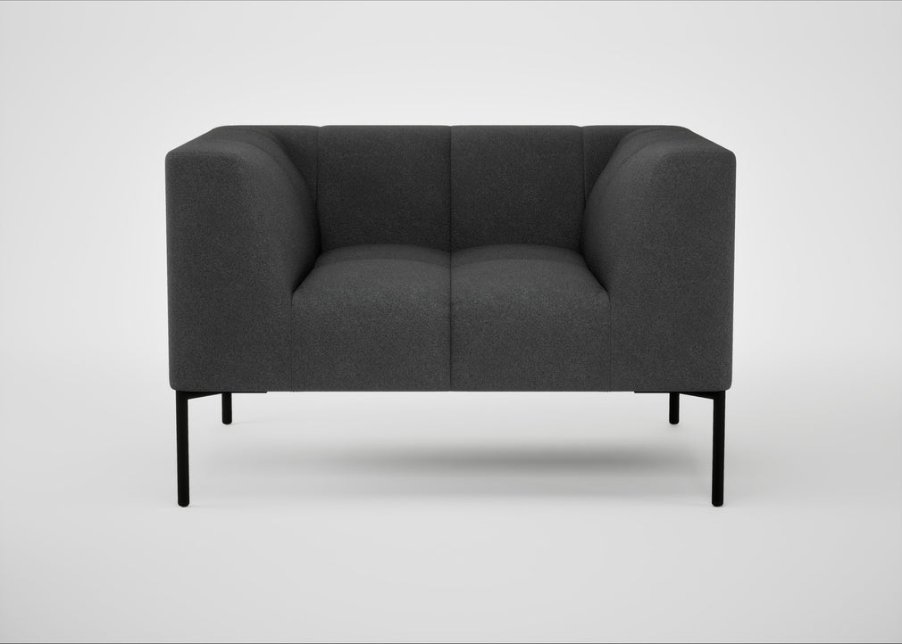 Quadro Armchair St Moritz Wool Grey / Black