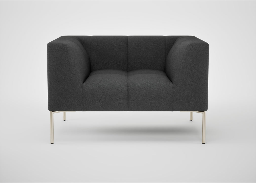 Quadro Armchair St Moritz Wool Grey / Stainless Steel