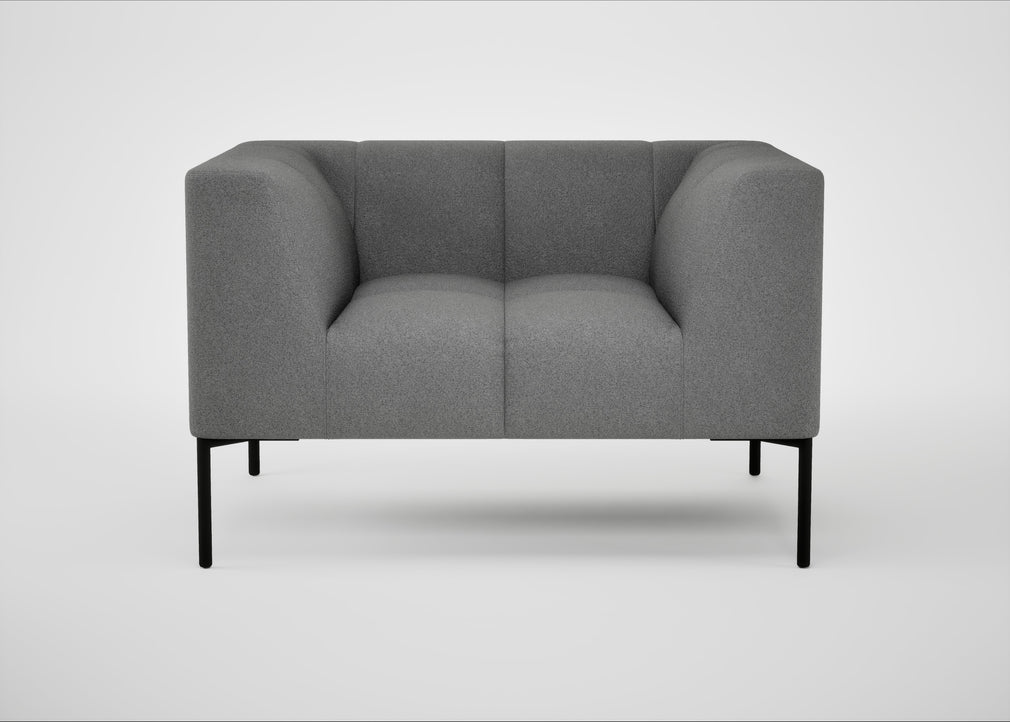 Quadro Armchair St Moritz Wool Light Grey / Black