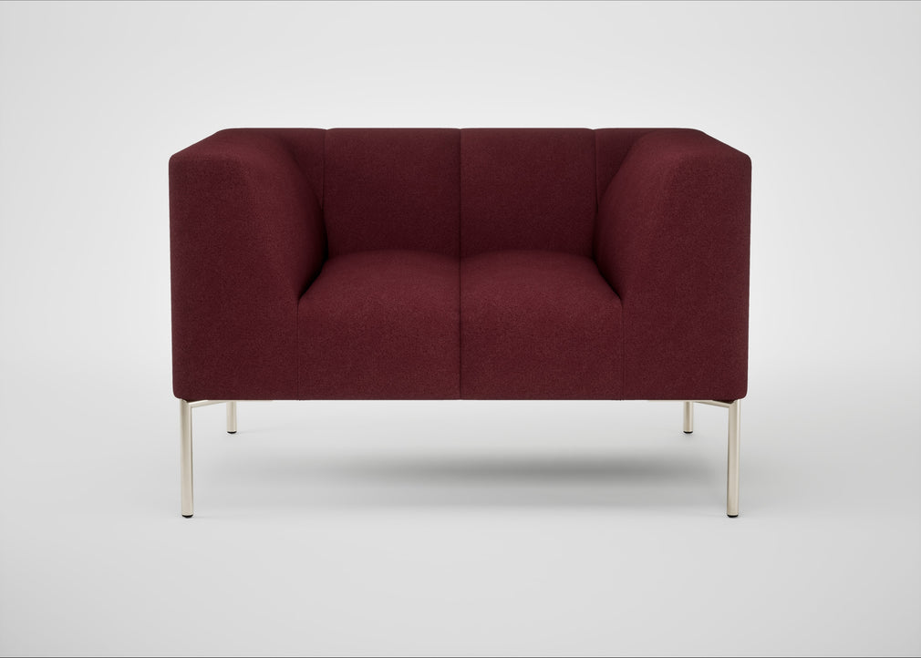 Quadro Armchair St Moritz Wool Red / Stainless Steel