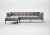 Quadro Left Hand Facing Chaise Sofa Daino Leather Elephant / Black