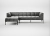 Quadro Left Hand Facing Chaise Sofa Daino Leather Steel / Black