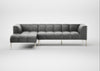 Quadro Left Hand Facing Chaise Sofa Daino Leather Steel / Stainless Steel