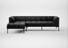 Quadro Left Hand Facing Chaise Sofa Leather Grain Graphite 063 / Black