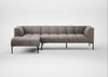 Quadro Left Hand Facing Chaise Sofa Leather Grain Light Grey 060 / Black