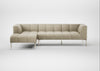 Quadro Left Hand Facing Chaise Sofa Leather Grain Storm 006 / Stainless Steel