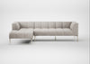Quadro Left Hand Facing Chaise Sofa Leather Grain White 000 / Stainless Steel