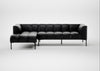 Quadro Left Hand Facing Chaise Sofa Leather Stonewash Black 263 / Black