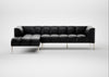 Quadro Left Hand Facing Chaise Sofa Leather Stonewash Black 263 / Stainless Steel