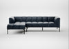 Quadro Left Hand Facing Chaise Sofa Leather Stonewash Navy Blue 279 / Black