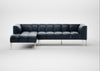 Quadro Left Hand Facing Chaise Sofa Leather Stonewash Navy Blue 279 / Stainless Steel