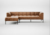 Quadro Left Hand Facing Chaise Sofa Leather Stonewash Toffee 277 / Black