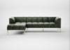 Quadro Left Hand Facing Chaise Sofa Leather Stonewash Vintage Green 278 / Stainless Steel