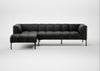 Quadro Left Hand Facing Chaise Sofa Linea Leather Black 622 / Black