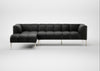 Quadro Left Hand Facing Chaise Sofa Linea Leather Black 622 / Stainless Steel