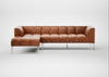 Quadro Left Hand Facing Chaise Sofa Linea Leather Brown 680 / Stainless Steel
