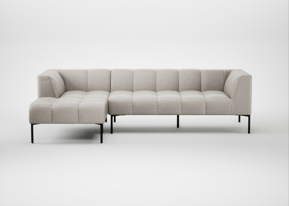 Quadro Left Hand Facing Chaise Sofa Linea Leather White 634 / Black