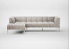 Quadro Left Hand Facing Chaise Sofa Linea Leather White 634 / Stainless Steel