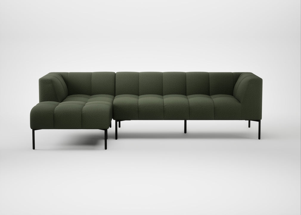 Quadro Left Hand Facing Chaise Sofa Loop Boucle Forest / Black