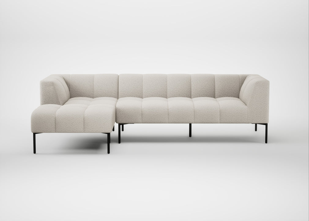 Quadro Left Hand Facing Chaise Sofa Loop Boucle Polar / Black