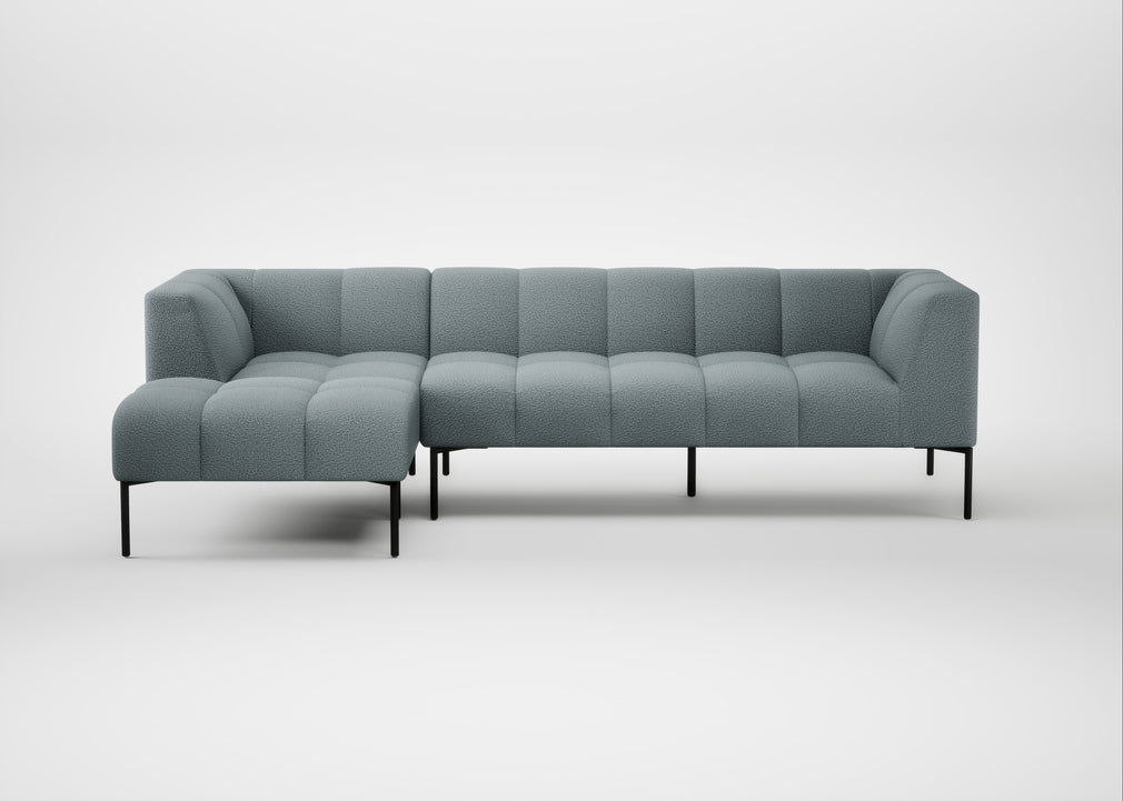 Quadro Left Hand Facing Chaise Sofa Loop Boucle Sky / Black