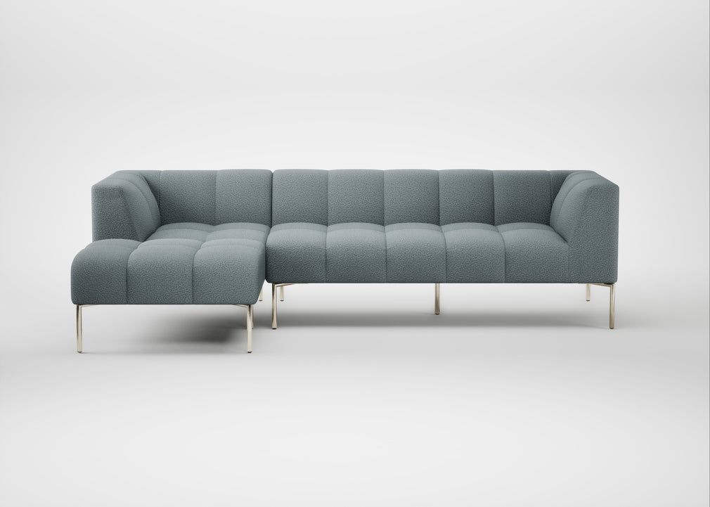 Quadro Left Hand Facing Chaise Sofa Loop Boucle Sky / Stainless Steel