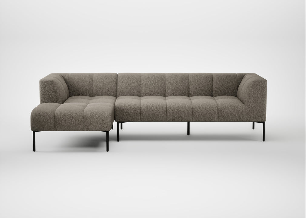 Quadro Left Hand Facing Chaise Sofa Loop Boucle Taupe / Black