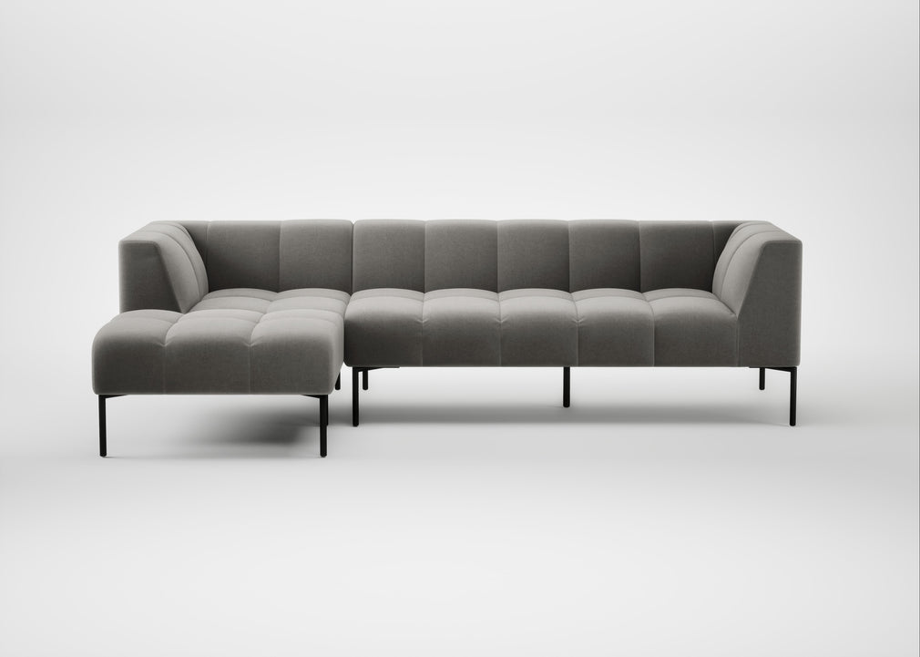 Quadro Left Hand Facing Chaise Sofa Nobilis Velvet Dolphin / Black