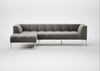 Quadro Left Hand Facing Chaise Sofa Nobilis Velvet Dolphin / Stainless Steel