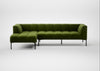 Quadro Left Hand Facing Chaise Sofa Nobilis Velvet Leaf / Black