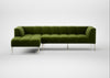 Quadro Left Hand Facing Chaise Sofa Nobilis Velvet Leaf / Stainless Steel