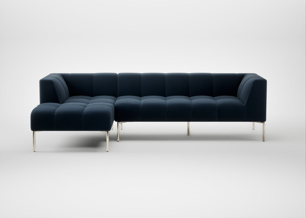 Quadro Left Hand Facing Chaise Sofa Nobilis Velvet Night / Stainless Steel