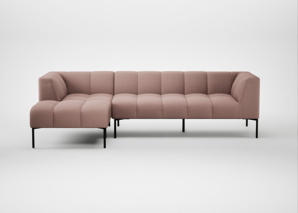 Quadro Left Hand Facing Chaise Sofa Siena Cotton Dusky Pink / Black