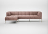 Quadro Left Hand Facing Chaise Sofa Siena Cotton Dusky Pink / Stainless Steel