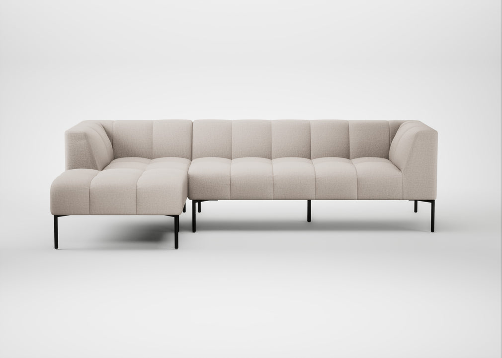 Quadro Left Hand Facing Chaise Sofa Siena Cotton Natural / Black