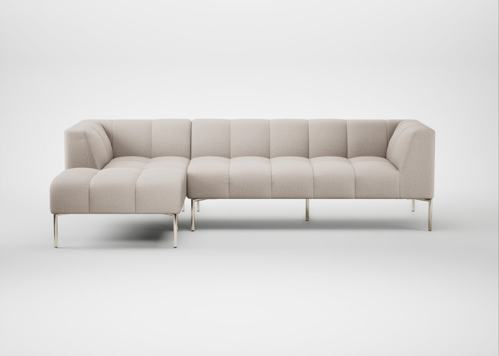 Quadro Left Hand Facing Chaise Sofa Siena Cotton Natural / Stainless Steel